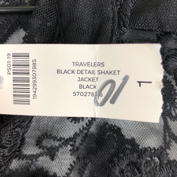 NWT CHICO'S Travelers Lace Detail Sheer Shacket Sz 1 M Black Button Shirt Jacket - Picture 4 of 8